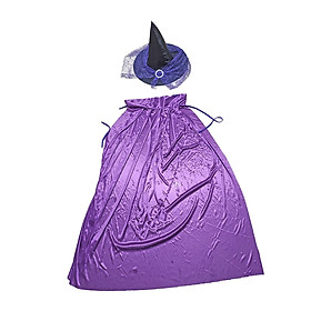 Halloween Costume Adult Witch Cape and Hat Cosplay Accessories Holiday Party Robe for Dress up Masquerade Balls Birthday Mardi Gras Carnival