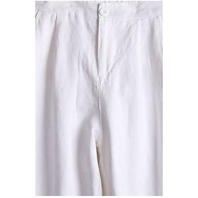 Quần dài suông linen thô cao cấp đũng ngắn lưng thun