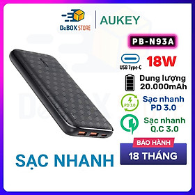Mua Pin Sạc Dự Phòng Aukey PB-N93A 20000mAh Cổng USB-C Sạc Nhanh PD3.0 18W + USB-A QC 3.0 18W - Hàng Chính Hãng