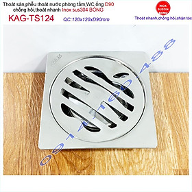 Mua Thoát sàn quả Táo KAG-TS124 (D90)  phễu thoát sàn vuông 12x12cm D90  phễu thu nước SUS304 thoát nhanh chống hôi tốt