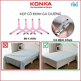 Bộ 4 kẹp ga giường drap chống xê dịch có đệm nhựa