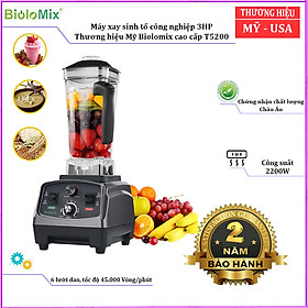 Máy xay sinh tố công nghiệp 3HP, 2 lít, 2200W thương hiệu Biolomix T5200 chất liệu cối BPA free Tritan, dao xay 6 lưỡi, dễ dàng sử dụng, vệ sinh -Hàng chính hãng