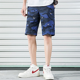 Men's Cotton Casual Shorts Summer Korean Cropped Pants Camo Beach Pants