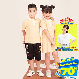Đầm cho bé gái họa tiết dễ thương xinh xắn chất liệu thun mát phối màu cổ bẻ GUMAC DKA514 màu Đỏ và Kem ( dành cho bé gái từ 12 tháng đến 7 tuổi)