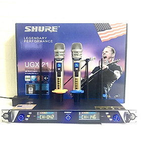 Mua Micro Không Dây SHURE UGX 21 Tự Ngắt  Dò Sóng Chỉnh Tần Số Hiện Đại. Dòng Karaoke Cao Cấp Quán Hát.