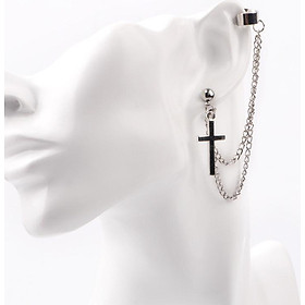 Khuyên tai bông tai unixex chữ V thả đuôi thập tự cool ngầu