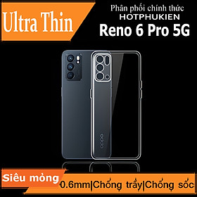 Ốp lưng silicon dẻo cho Oppo Reno 6 Pro 5G hiệu Ultra Thin trong suốt mỏng 0.6mm độ trong tuyệt đối chống trầy xước - Hàng nhập khẩu