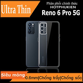 Ốp lưng silicon dẻo cho Oppo Reno 6 Pro 5G hiệu Ultra Thin trong suốt mỏng 0.6mm độ trong tuyệt đối chống trầy xước - Hàng nhập khẩu