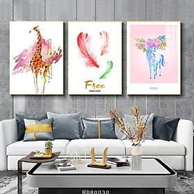 Mua Bộ 3 Tranh Canvas Động Vật Phong Thủy - Tranh Những Động Vật Ngộ Nghĩnh
