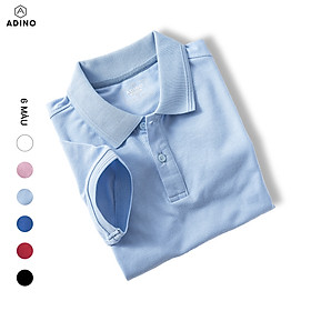 Hình ảnh Áo polo nữ màu xanh biển nhạt phối viền chìm ADINO vải cotton polyester mềm dáng slimfit công sở hơi ôm trẻ trung APN03