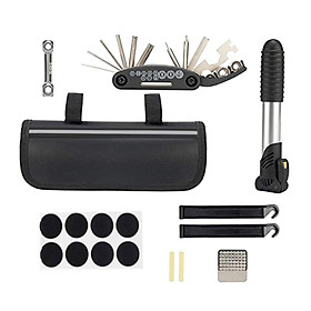 Bike Repair Set Bag Bicycle Multi Function 16 in 1 Tool Kit Hex Key Wrench Tire Patch Lever Portable Handy Maintenance Fix Set for Road Mountain Bikes