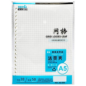 Ruột Sổ Kẻ Ô Vuông A5 - Depai 009 (50 Tờ)
