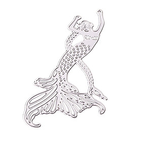 Beautiful Mermaid Cutting Dies Tellurion Metal Stencil Template Mould for DIY Scrapbooking Album Paper Embossing Card Making Craft Decoration, 66x149mm, Handmade Birthday Cards Gifts
