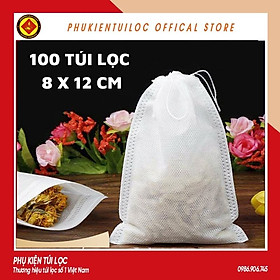 Mua COMBO 100 TÚI LỌC TRÀ  CÀ PHÊ  THẢO DƯỢC  NẤU ĂN...VẢI KHÔNG DỆT CÓ DÂY RÚT 8X12CM