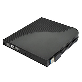 USB3.0 DVD ROM CD ROM Writer Drive Burner Reader External Player for Win 7 8 10 XP, , Black