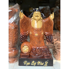 Mua Tượng phật di lặc nghênh hỷ bằng gỗ hương đá tô làm mầu giả cổ kt cao 50cm