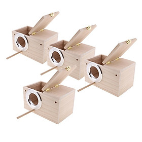 4Pc Solid Wood Budgie Nest Box / Nesting Boxes For Budgies, Birds Lovebird M