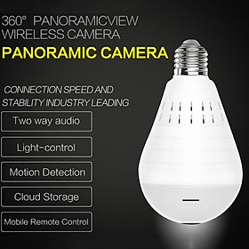 960P WiFi Wireless Panoramic Fisheye Bulb Spy Camera 16 GB Micro SD Card