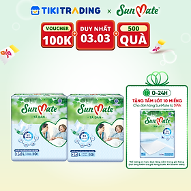 Combo 2 Tã Dán Người Lớn SunMate XA2 mới size L-10 miếng