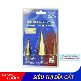 Bộ mũi khoan tầng 3pc kingtom - khoan lỗ tròn phủ titan khoan sắt, inox, nhôm