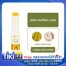 Son dưỡng môi Gạo Cỏ Mềm Không Màu Giúp Dưỡng Mềm Môi Chống Khô Nẻ An Toàn Cho Cả Mẹ Bầu Và Trẻ Sơ Sinh 3,6g