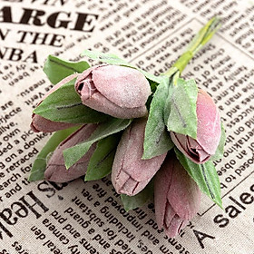 Bó Hoa tulip Nhân Tạo Màu Xanh Lá Cây Tươi Sáng Sống Động Trang Trí Phòng Khách
