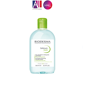 Nước tẩy trang và làm sạch dành cho da hỗn hợp dầu, mụn Bioderma sebium h20 500ml TẶNG 2 bông tẩy trang Jomi (Nhập khẩu)