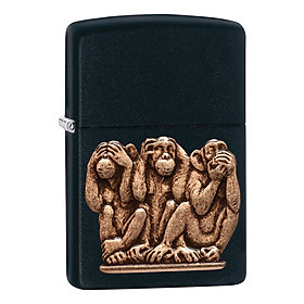Bật Lửa Zippo 29409 - Three Monkeys Black Matte
