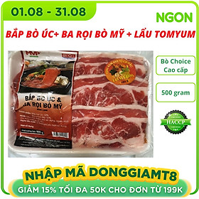 Combo bắp bò úc và ba rọi bò mỹ tươi ngon,nhúng lẩu nướng 500 gram, giao siêu tốc HCM