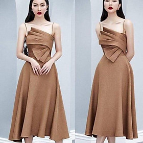 Đầm xoè 2 dây xếp ly ngực chéo Sang Trọng -MS197V- Size M/L đến 57kgMM MM