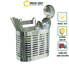 Ống đựng đũa hình ovan Inox 304, Kệ đựng đũa thìa cao cấp chống han gỉ an toàn vệ sinh thiết kế sang trọng