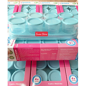 Bộ 8 hộp trữ đông thức ăn cho bé kèm khay đựng Upass 70ml 