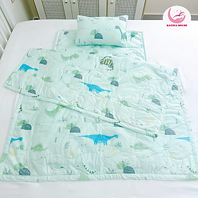 Bộ nệm gối mền cho bé đi học Katina House, vải cotton satin hàn quốc đẹp, mềm mát
