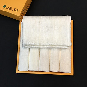 Mua Combo 5 Khăn mặt tơ tằm thiên nhiên Việt Nam  kt 30x40cm  rất mềm mại với làn da em bé  làn da nhạy cảm  khăn mặt 100% tơ tằm  hàng thủ công Việt Nam