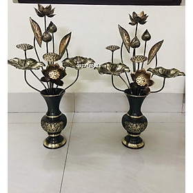 Mua Combo 2 bó hoa sen bằng đồng giả cổ 10 cành (không kèm lọ)