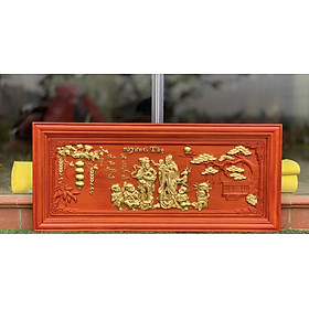 Mua Tranh mừng thọ gỗ hương đỏ pu dát vàng cao cấp kt 41×8×3cm