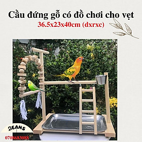 Cầu đứng gỗ cho chim, vẹt size nhỏ, và size trung 36,5cmx 23cm x40cm