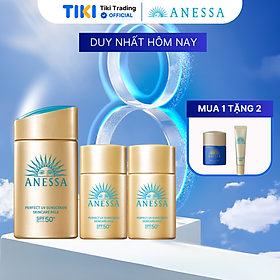 Bộ sản phẩm Kem chống nắng dạng sữa dưỡng da kiềm dầu bảo vệ hoàn hảo (Anessa Gold Milk 60ml + Gold Milk 20ml x2)
