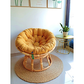 Ghế thư giãn papasan nệm vải bố cao cấp ( vàng)