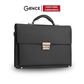 Cặp Da Nam Túi Xách Công Sở GENCE CTS17 Da Bò Khóa Số Cao Cấp Màu Đen Dáng Hộp