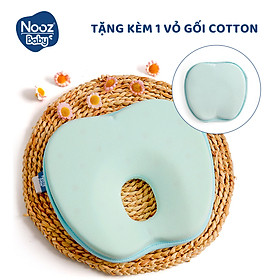 Gối Cao Su Non Nooz Baby Cho Bé 0-12 Tháng Tuổi - Giúp Bé Chống Gù Lưng, Bẹp, Méo Và Móp Đầu- Tặng Kèm 1 Vỏ Gối Cotton Rời (24x22x3 cm)