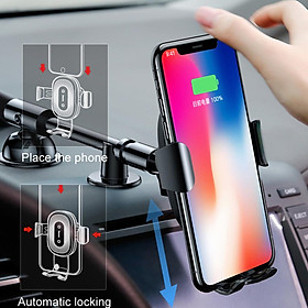 Smartphone Holder Car Mount Wireless Charger for 4.0-6.5 inch Automatic Lock