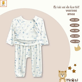 Bộ sơ sinh cài vai họa tiết dễ thương cho bé