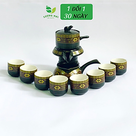 Mua Bộ ấm chén pha trà cối xay đỏ vàng đen 12&11&9 món - 11 chi tiết