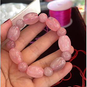 Vòng thạch anh hồng tự nhiên phối kiểu xinh xinh hạt lu tròn hồng hồng rất đẹp nữ mệnh hỏa thổ ạ