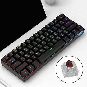 Compact RGB LED Wireless Bluetooth Mechanical Keyboard 61 Keys Rechargeable Pink