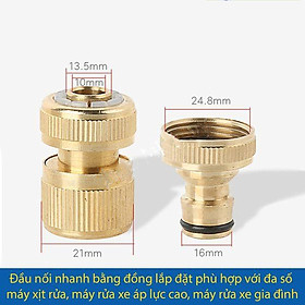 BỘ Khớp nối nhanh bằng đồng -Khớp nối nhanh dây cấp nước đầu VÀO máy rửa xe BKĐong_in