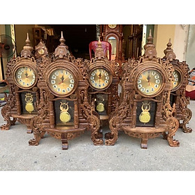 Mua đồng hồ để bàn gỗ mun đuôi công vân siêu đẹp