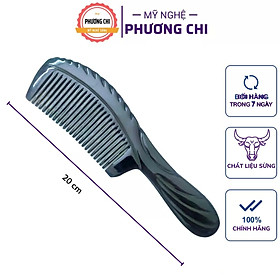 Lược sừng trâu khía thân màu đen hàng đẹp dài 20cm, lược chải tóc gỡ rối massage đầu | Mỹ Nghệ Phương Chi