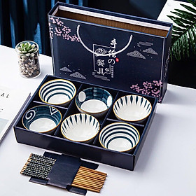 Mua (tặng 06 đôi đũa trúc) Bộ Chén Bát Ăn Cơm Phong Cách Nhật Bản - Hộp đẹp  xách tay làm quà biếu lịch sự  trang nhã  ấn tượng